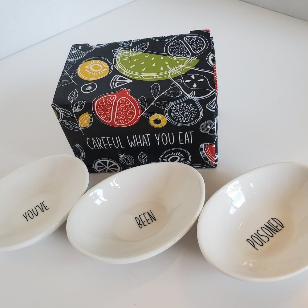 YOU'VE BEEN POISONED Ramekins Careful What You Eat Condiment Bowls Dish Gag Gift
